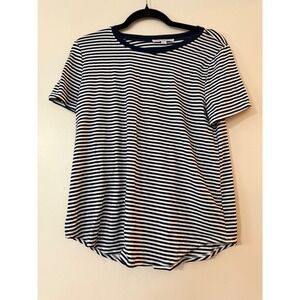 GREEN ENVELOPE LOS ANGELES Striped Tee Shirt Top Womens S Made in USA Navy White